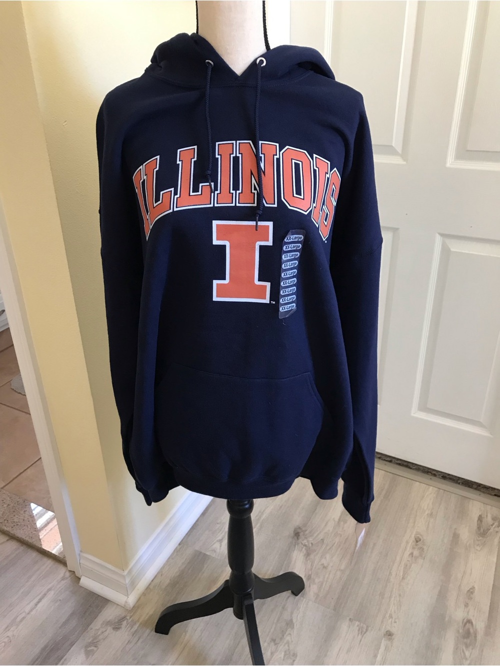 Men's Navy Illinois Pullover Hoodie with Block 'I' Graphic NWT Sz XXL